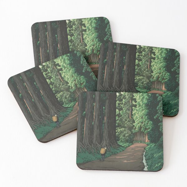 Item preview, The Road to Nikkô, Hasui Kawase, Nikko Kaido A road through a deep forest leading to Nikko designed and sold by EmeraldeaArt.