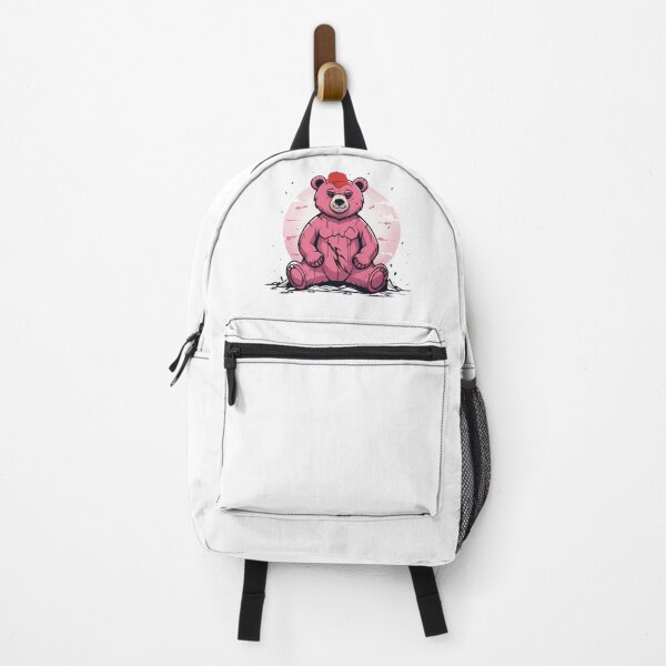 Item preview, urban style pink bear with red cap designed and sold by stickersvnzla.