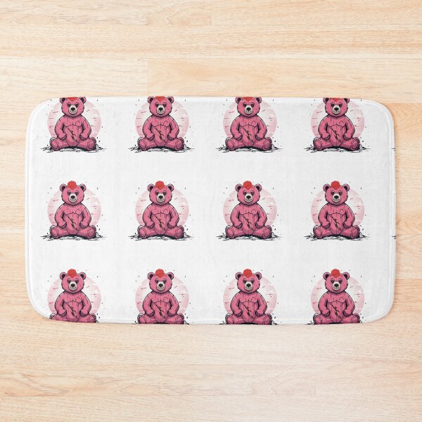 Item preview, urban style pink bear with red cap designed and sold by stickersvnzla.