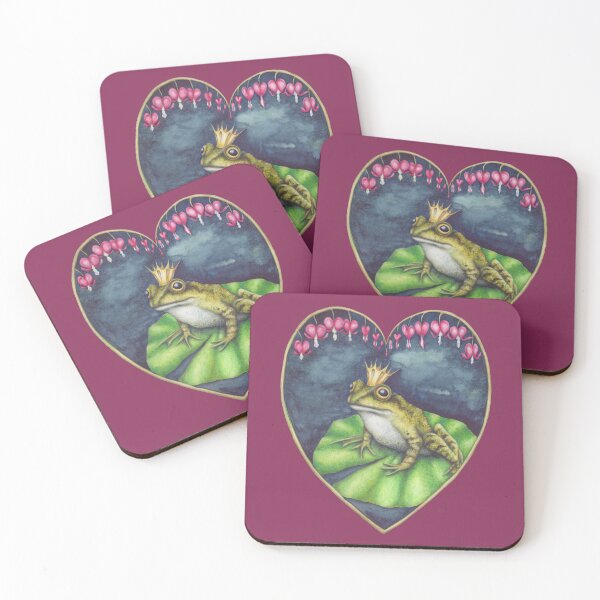 Item preview, Frog Prince on lilypad with bleeding heart flowers designed and sold by Katy Jones.