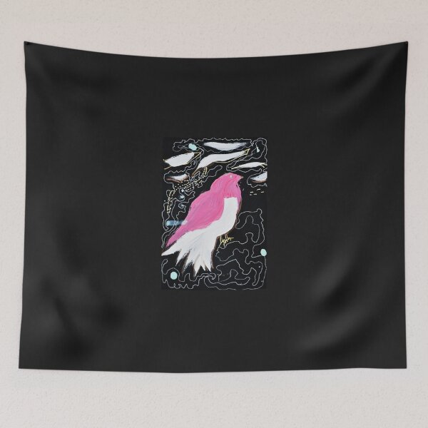 Item preview, Pink bird on black paper designed and sold by FoxGlove5.
