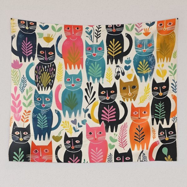 Item preview, Colorful cat collage print designed and sold by dcrc.