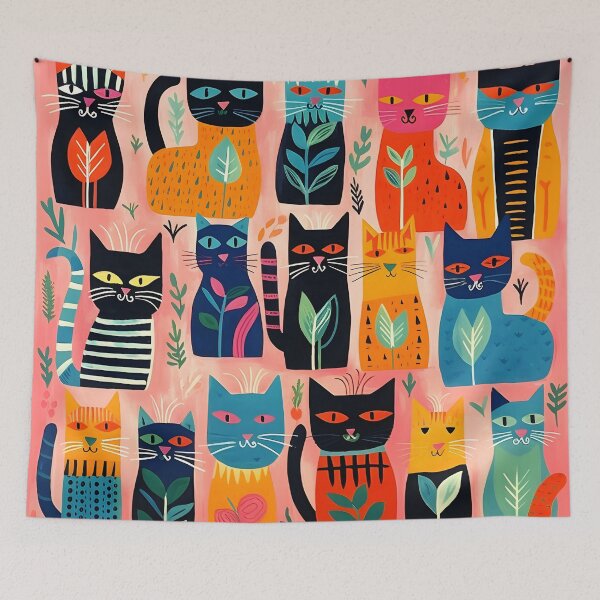 Item preview, Colorful cat collage print designed and sold by dcrc.
