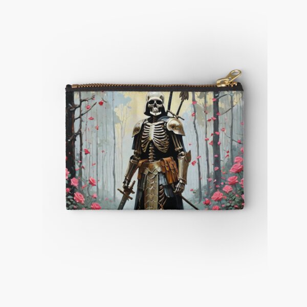 Item preview, A fighter skeleton model is holding a sword in the middle of the forest with roses around it with a cartoon designed and sold by relaxbito.