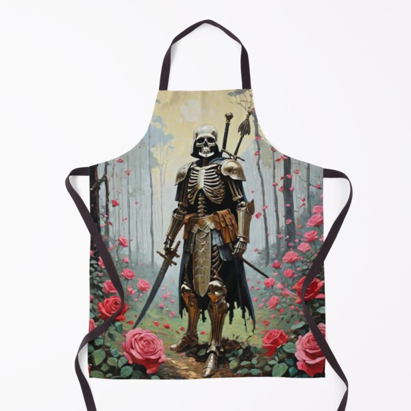Item preview, A fighter skeleton model is holding a sword in the middle of the forest with roses around it with a cartoon designed and sold by relaxbito.