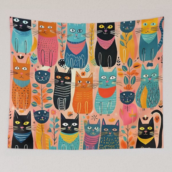 Item preview, colorful cat collage print designed and sold by dcrc.