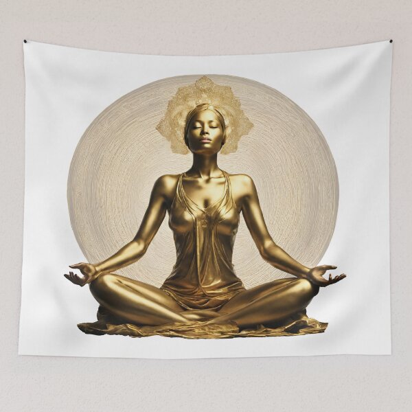 Item preview, Golden woman meditating designed and sold by MyCraftForYOU.
