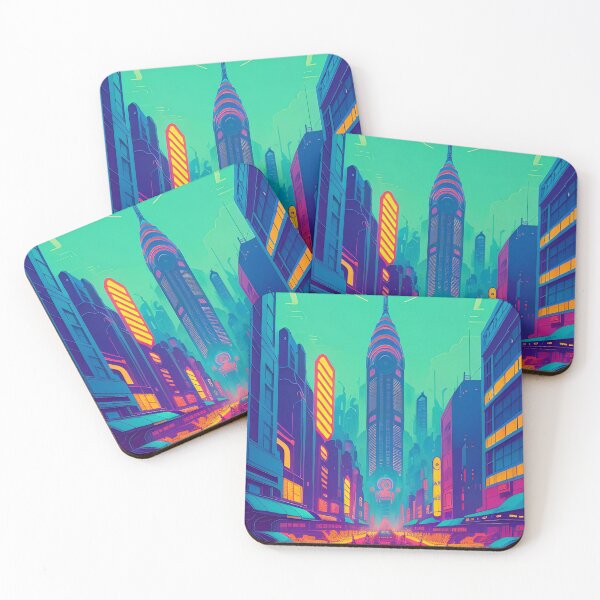 Item preview, Futuristic cityscape at night designed and sold by ArtComixHaven.