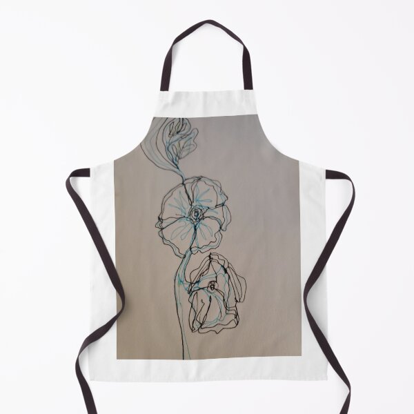 Item preview, Continuous line drawing of three flowers with black and blue pen. designed and sold by FoxGlove5.