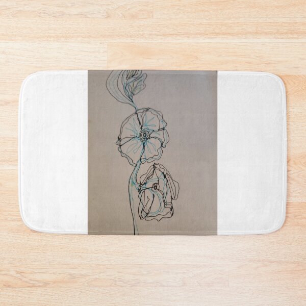 Item preview, Continuous line drawing of three flowers with black and blue pen. designed and sold by FoxGlove5.