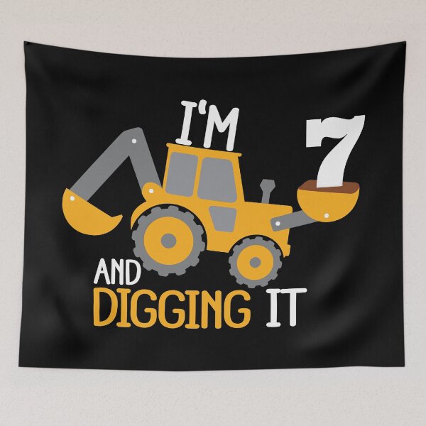 Item preview, Construction Birthday Digging It: 7th Birthday on Black designed and sold by sweetbelle.