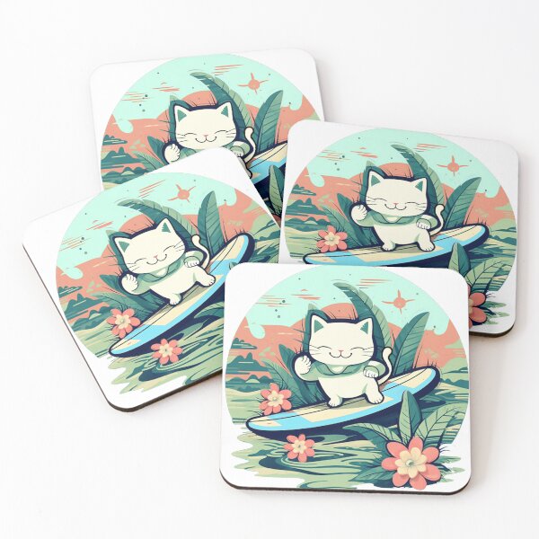 Item preview, Happy Surf Kitty Floral designed and sold by Kona Cat Creationz.