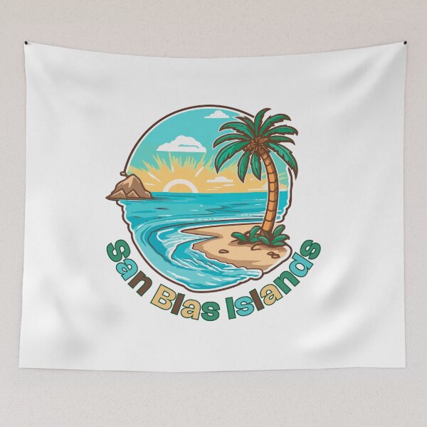 Item preview, San Blas Islands Panama Beach Scene Palm Trees Sunshine  designed and sold by julyperson.