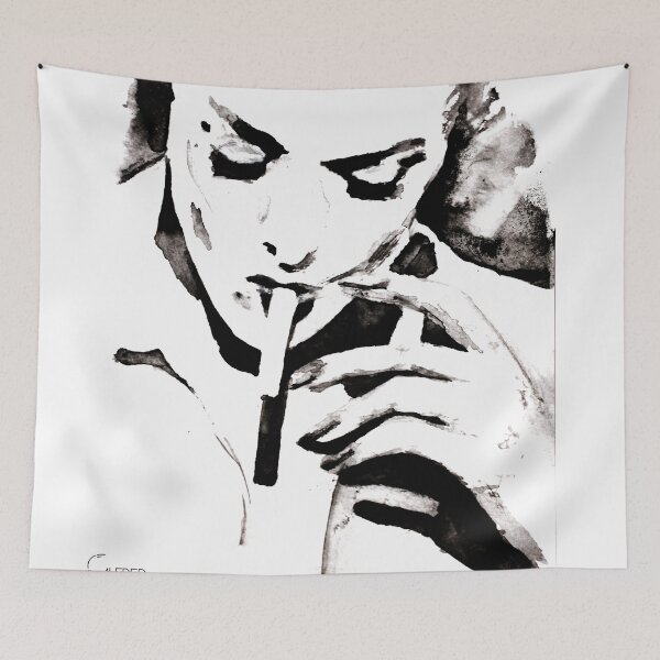 Item preview, Tippi Hedren in Hitchcock Birds with cigarette watercolor portrait designed and sold by Agathokakological (adj).