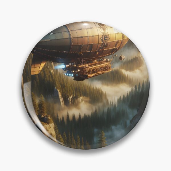 Item preview, Steampunk airship soaring above forest designed and sold by Carlos Monteiro.