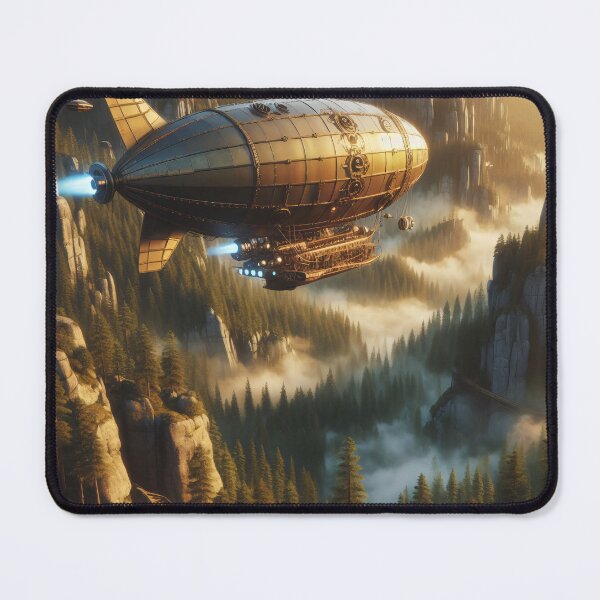 Item preview, Steampunk airship soaring above forest designed and sold by Carlos Monteiro.