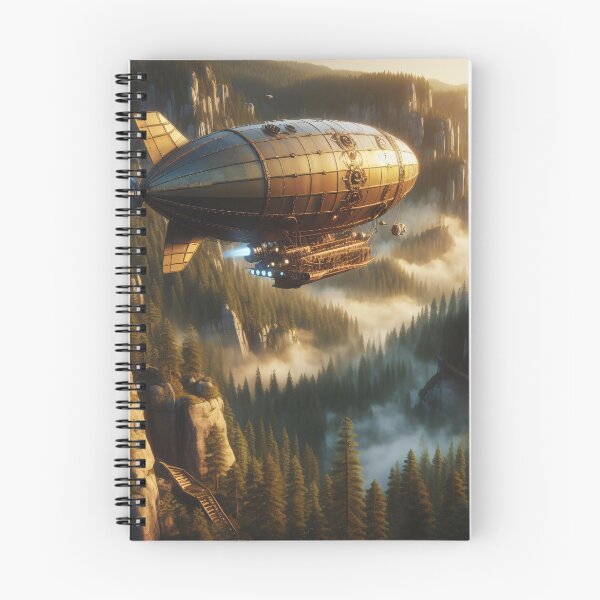 Item preview, Steampunk airship soaring above forest designed and sold by Carlos Monteiro.