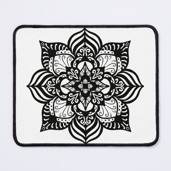 Item preview, Black and white floral mandala designed and sold by thephoenixsoul.