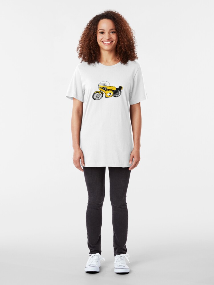 Alternate view of Motorcycle T-shirts Art: Yellow & black Slim Fit T-Shirt