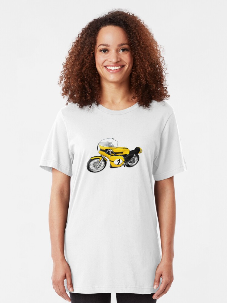 Alternate view of Motorcycle T-shirts Art: Yellow & black Slim Fit T-Shirt