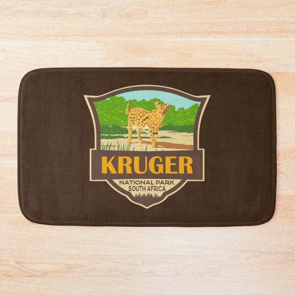 Item preview, Kruger National Park Serval Illustration Retro Badge designed and sold by KrisSidDesigns.
