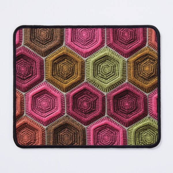 Item preview, Vibrant Hexagon Patchwork: Geometric Embroidery Knit Pattern designed and sold by David Balzen.