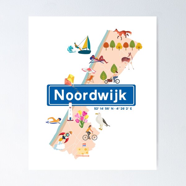 Item preview, "Discover Noordwijk: ESA, Tulips, and Coastal Charm" Map-Inspired Design designed and sold by EMWebDesign.