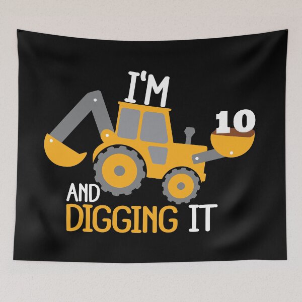 Item preview, Construction Birthday Digging It: 10th Birthday on Black designed and sold by sweetbelle.