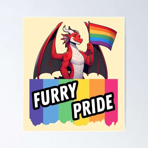 Anthro Scallie Dragon Furry Pride Flag Poster