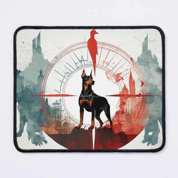 Item preview, Double Exposure Doberman Compass: A captivating mascot leader with watercolor accents and additional Doberman images designed and sold by Rosa Elena Albornoz Mendez.