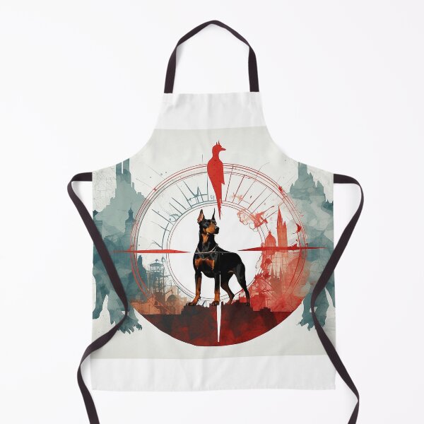 Item preview, Double Exposure Doberman Compass: A captivating mascot leader with watercolor accents and additional Doberman images designed and sold by Rosa Elena Albornoz Mendez.