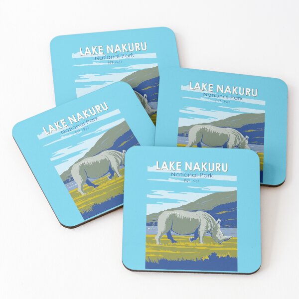 Item preview, Lake Nakuru National Park White Rhinoceros Travel Art Vintage designed and sold by KrisSidDesigns.