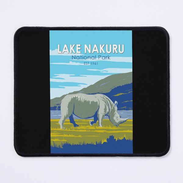 Item preview, Lake Nakuru National Park White Rhinoceros Travel Art Vintage designed and sold by KrisSidDesigns.