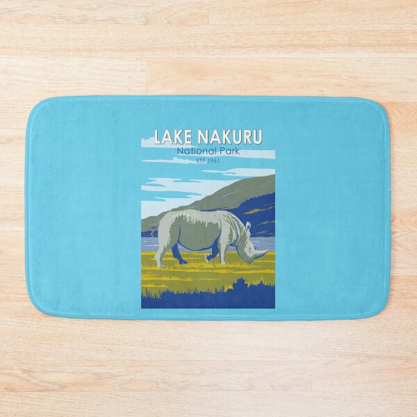 Item preview, Lake Nakuru National Park White Rhinoceros Travel Art Vintage designed and sold by KrisSidDesigns.