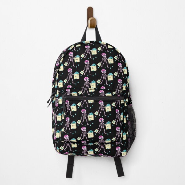 Item preview, Creepy Cute skeleton,with bag full of blue hearts in pastel tone designed and sold by MoreCasual.