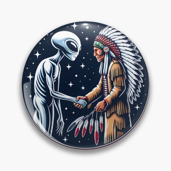 Item preview, Alien and Native American - handshake for peace designed and sold by UFOFashionista.