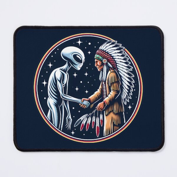 Item preview, Alien and Native American - handshake for peace designed and sold by UFOFashionista.