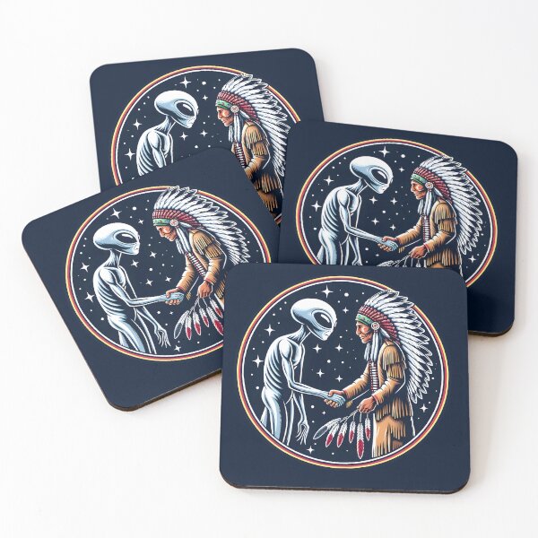 Item preview, Alien and Native American - handshake for peace designed and sold by UFOFashionista.
