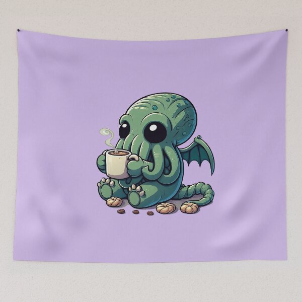 Item preview, Cute Cthulhu Drinking Coffee designed and sold by Lorefinder.
