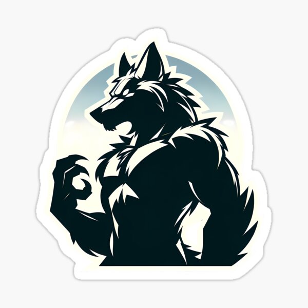 Item preview, Simple Anthro Furry Werewolf Silhouette designed and sold by BlueBullBazaar.