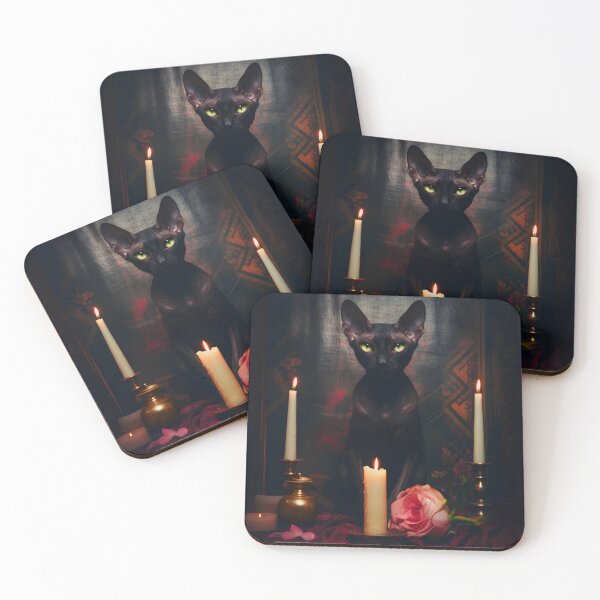 Item preview, Velvety Black Sphynx with Candles designed and sold by Heather Maree Design Studio.