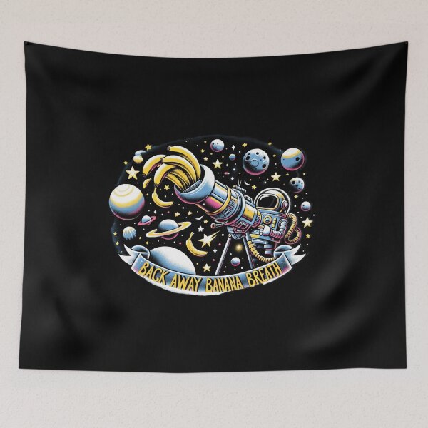 Item preview, "Galactic Banana Showdown - Whimsical Space Robot Art" designed and sold by ChromaticBlend.