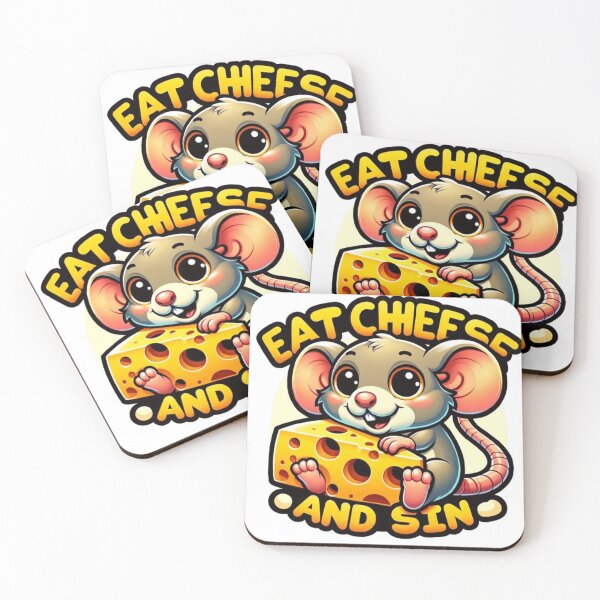 Item preview, Pegatinas de camiseta clásica Eat Cheese and Sin Funny Rat designed and sold by Funnydesign4u.
