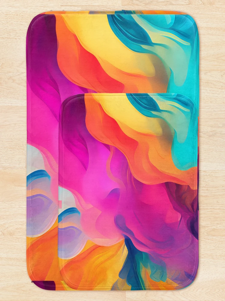 Thumbnail 5 of 6, Bath Mat, Chromatic Explosion designed and sold by RokansDesign.