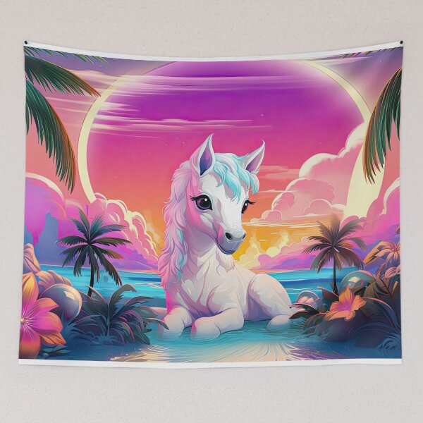 Item preview, Majestic Meadows: Y2K Rainbow White Pony Apparel and Accessories - Gallop into Whimsical Elegance! designed and sold by ChromaKins.