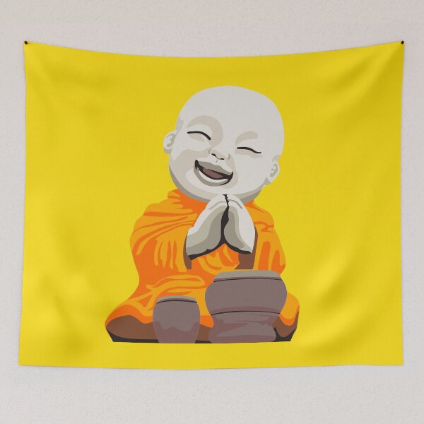 Item preview, little buddha with drum. Buddhist monk cartoon character statue.  designed and sold by DALIO666.