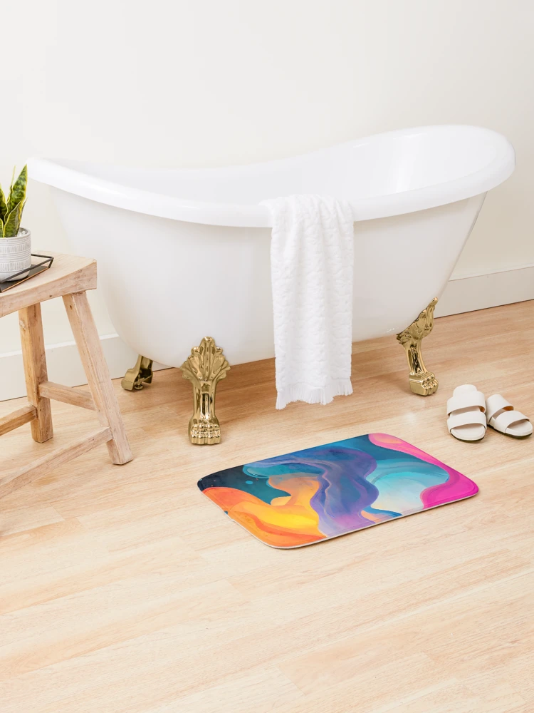 Thumbnail 2 of 6, Bath Mat, Chromatic Wave designed and sold by RokansDesign.