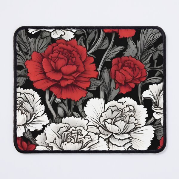 Item preview, Crimson Blooms: Red & White Carnation Harmony designed and sold by WAUZ.