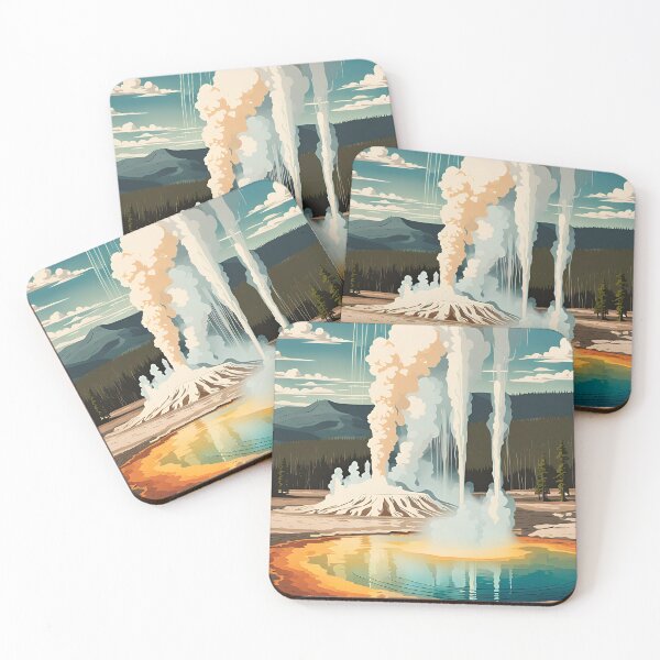Item preview, Yellowstone Majesty Modern Travel Poster Nature's Splendor designed and sold by Glimmersmith.