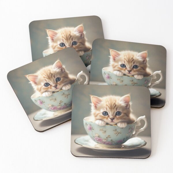 Item preview, Cute kitty in teacup designed and sold by Mystical Widget Productions.